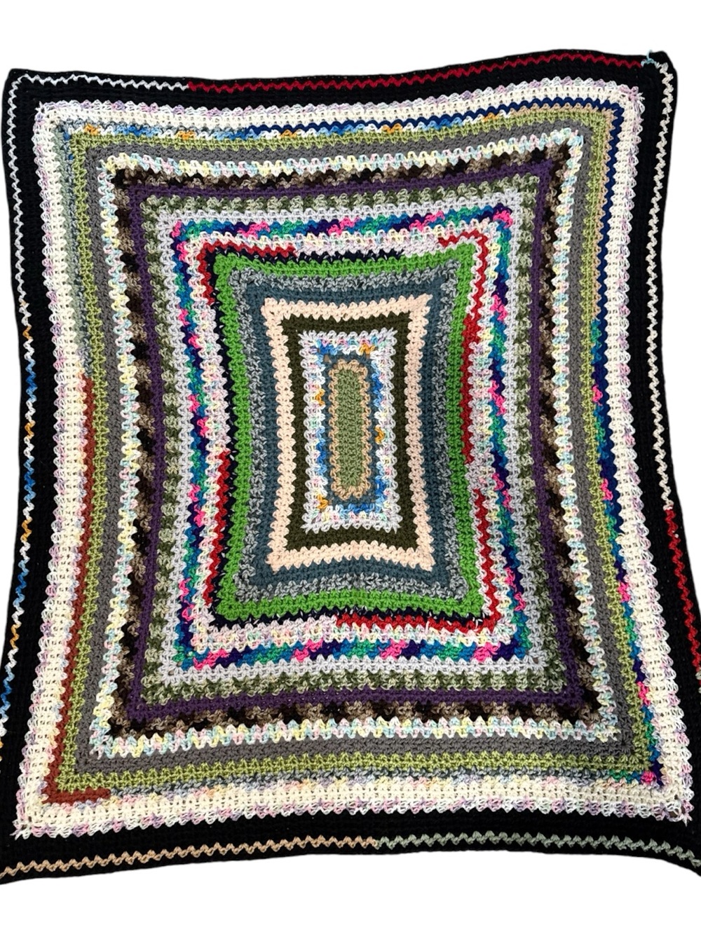 💚Handmade Crochet Colorful Throw Blanket W/ Neutral & Bright Accent Colors